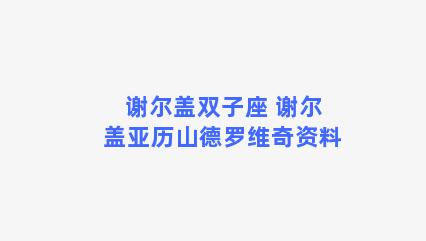 谢尔盖双子座 谢尔盖亚历山德罗维奇资料